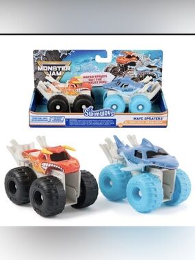 Swimways Monster Jam Wave Sprayers El Toro Loco And Megala Set of TWO Water Toys